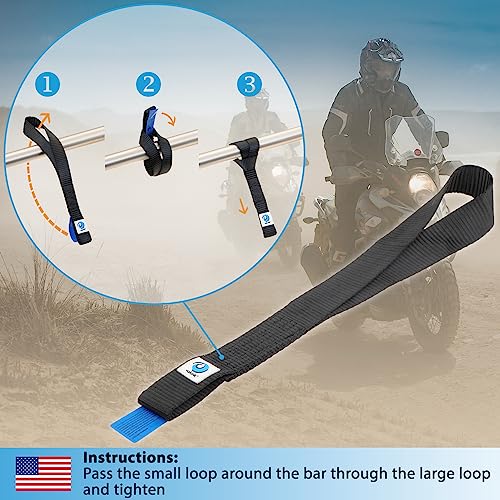 valonic Condor - Soft Loop tie Down Straps Heavy Duty - 4 Pack, 7716lbs, 1.4" x 18", Double Stitched, Black - for Motorcycle Handlebar