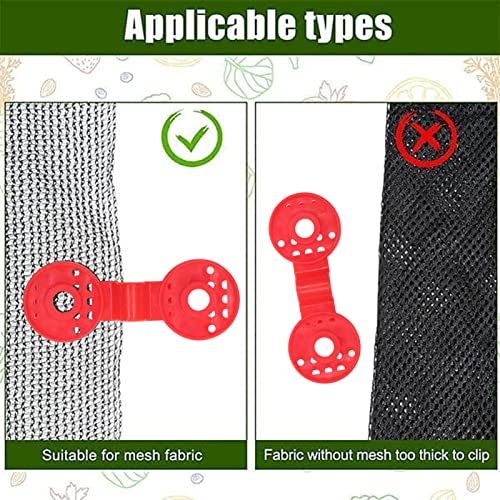 100 Piece Shade Cloth Plastic Clips Mesh Clip,Tarp Clips Shade Cloth Heavy Duty Lock Grip for Sun Shade Net, Anti Bird Netting, Garden Netting, Shade Fabric Accessories - color: Red