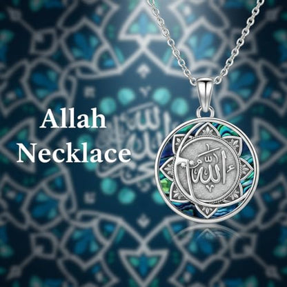 PROESS 925 Sterling Silver Hamsa/Allah Necklace Evil Eye Amulet Jewelry Gifts for Men Women - style: Round Allah