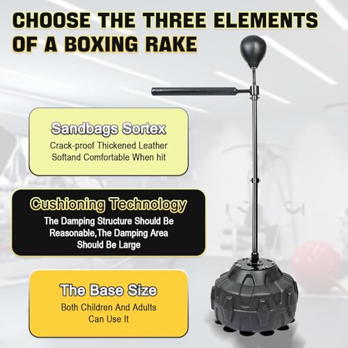 Spinning Boxing Bar 360° Speed Trainer with Two Ball, Punching Bag, Training Boxing Ball with Reflex Bar Free Standing, Adjustable Height, for Adult