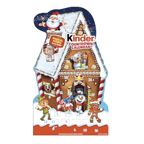Kinder 2025 Chocolate Advent Calendar, 24 Individually Wrapped Pieces, Chocolate Candy Christmas Holiday Treats, 6.9 oz