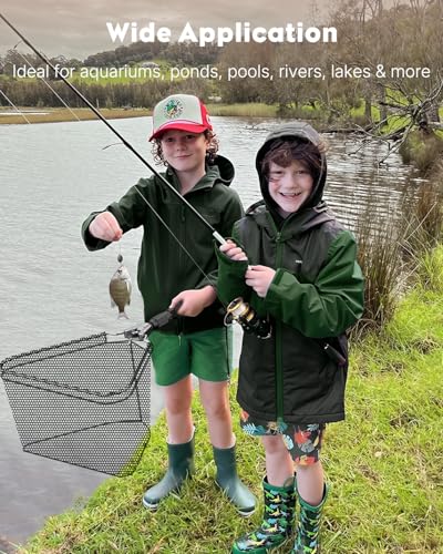 Pawfly Fishing Net with Collapsible Aluminum Handle and Nylon Mesh for Aquarium Pond Freshwater and Saltwater, Minnow Net for Bait and Trout, Portable Fishing Landing Net - size: 10" x 13"