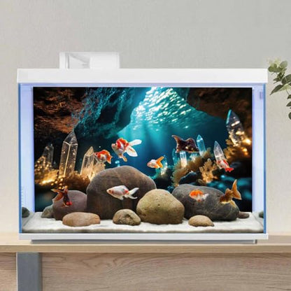 AWERT 72x16 inches Fantasy Garden Aquarium Background Under The Sea Background Sunshine Underwater Bubble Coral Rock Crystal Climbing Pet Background Decoration - size: 72x16in/180x40cm
