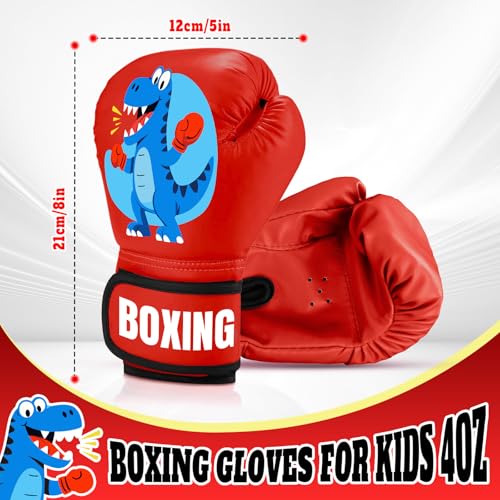 Kids Boxing Gloves for Boys & Girls, Youth Boxing Training Gloves for Kids Age 3 to 9 Years, 4OZ Training Sparring Gloves for Punching Bag Kickboxing Muay Thai MMA - color: Red