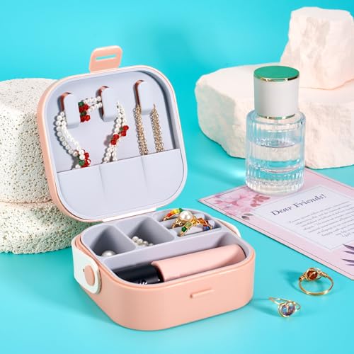 Silicone Jewelry Boxes Present Box,PU Leather Travel Jewelry Case,Mini Jewelry Box Travel Jewelry Box Jewelry Gift Boxes Necklaces Earrings Bracelets Boxes for Women,Pink - color: Pink