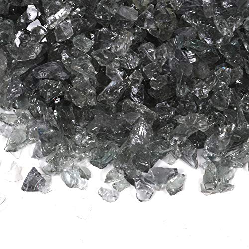 Shiny Stone High Luster Reflective Fire Glass Gravel,Fire Gems,Fire Drops,Fire Glass Pebbles Stones Beads Chips for Fire Pit Fish Tank Aquarium Garden,3-6mm 305g/0.67lb (Gray) - color: Gray