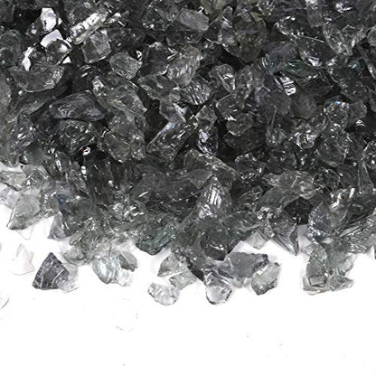 Shiny Stone High Luster Reflective Fire Glass Gravel,Fire Gems,Fire Drops,Fire Glass Pebbles Stones Beads Chips for Fire Pit Fish Tank Aquarium Garden,3-6mm 305g/0.67lb (Gray) - color: Gray