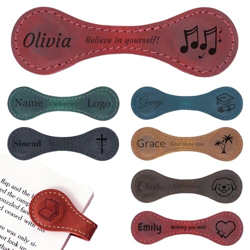 Personalized Magnetic Leather Bookmark Custom Engraved Name Text Bookmarks Customized Magnet Book Marks for Women Men Book Lovers Readers Travelers (Retro) - color: Retro