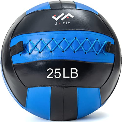 JFit Wall Ball – Premium Soft Weighted Exercise Ball for Strength, Conditioning, Gym & Home Workouts, 4-30 LB - color: Blue/Black, style: 25 LB