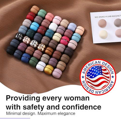 12 Pairs Strong Magnetic Hijab Pins for Women | No-Snag Pinless | Multi-Use Hijab Scarf & Clothing Clips | Premium Shiny & Matte Set (Strong Hold, No Damage to Fabric)