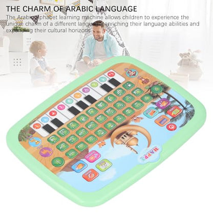 Intelligent Arabic Learning Reading Machine, Educational Toy with 28 Alphabet Words & 10 Numbers, Electronic Arabic Learning Book (Green) - color: Green