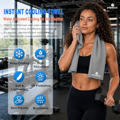 YQXCC 4 Pack Cooling Towels 40"x12", Cool Ice Towels for Neck & Face | Cooling Neck Wraps, Soft Breathable Microfiber Chilly Towels, Ideal for Gym, Yoga, Golf, Running, Camping & Hot Weather - color: 4 Light Gray