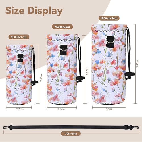 Neoprene Water Bottle Carrier Bag with Adjustable Shoulder Strap,Insulated Water Bottle Cover for Stainless Steel/Glass/Plastic Bottles - color: BC-52, size: 500ml