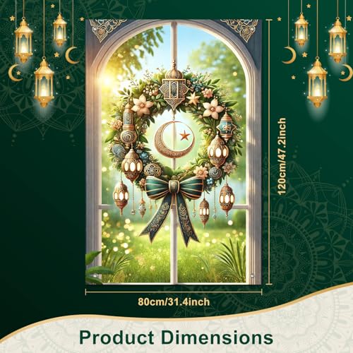 HOMETITUTE Eid Ramadan Window Banners Eid Mubarak Holiday Windows Cover Festival Curtain for Living Room Bedroom 31x47 Inch Moon and Star Window Hanging Festival Windows Backdrop - color: Colorful2