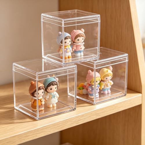 Small Acrylic Boxes Clear Candy Box with Lids Plastic Square Cube 2 Pieces Small Acrylic Storage Containers for Pill and Tiny Jewelry - size: 1.3 x 1.3 x 1.3 Inch
