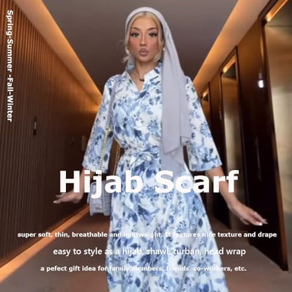 Chiffon Scarf for Women Lightweight Breathable Sunscreen Soft Solid Hijab Scarf for Daily & Muslim Wear - color: Gray Chiffon Scarf