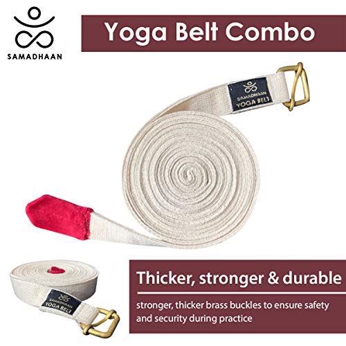 Yoga Strap with Durable Sliding Brass Buckle | Strong & Secure Yoga Strap | Double Thickness Adjustable Yoga Belt for Daily Stretching, Yoga, Pilates & Fitness