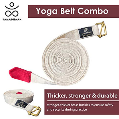Yoga Strap with Durable Sliding Brass Buckle | Strong & Secure Yoga Strap | Double Thickness Adjustable Yoga Belt for Daily Stretching, Yoga, Pilates & Fitness