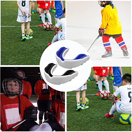 Sports Mouth Guard for Kids and Youth,2 Pcs Boys Girls Mouthguard with Case (BPA Free) for Boxing Football Hockey Karate Rugby - color: Blue and Black