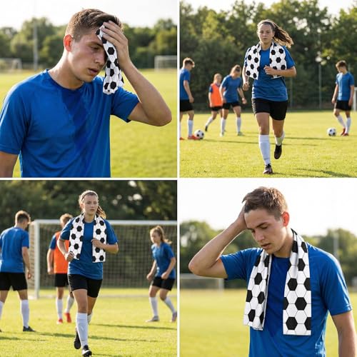 12 Counts Cooling Towels 40"X12",Sweat Towel Soccer Party Favors for Neck and Face,Soccer Sweat Towel Rags Microfiber Towels Sport Rags for Team Gym Running Coach Gift