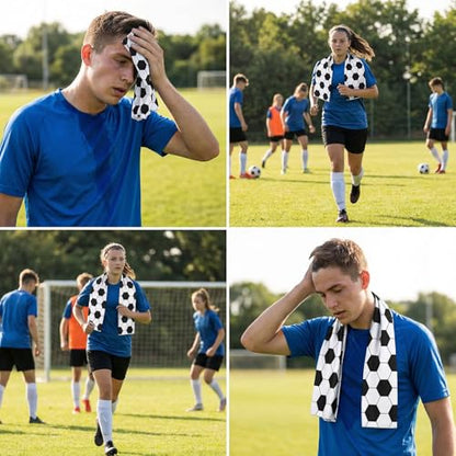 12 Counts Cooling Towels 40"X12",Sweat Towel Soccer Party Favors for Neck and Face,Soccer Sweat Towel Rags Microfiber Towels Sport Rags for Team Gym Running Coach Gift