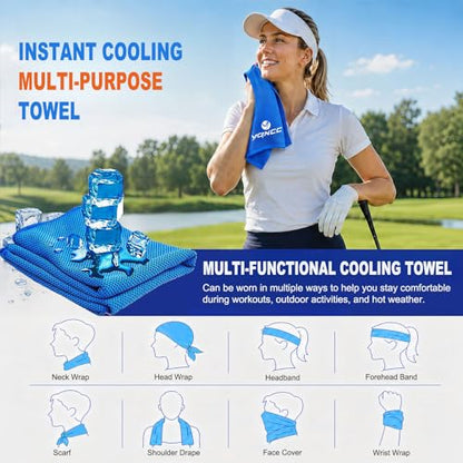 YQXCC 2 Pack Cooling Towels (47"x12"), Ice Cool Towel for Neck & Face | Cooling Neck Wraps, Soft Breathable Microfiber Chilly Towel for Yoga, Golf, Gym, Running, Camping & Hot Weather - color: Dark Blue/Orange