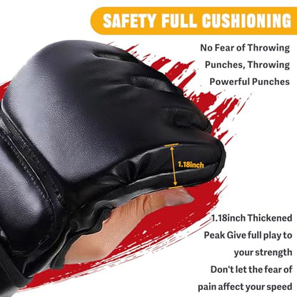 14 Pcs Boxing Set Boxing Equipment Set for Beginners Including 2 Pair of 6 oz Boxing Gloves Headgear Helmet Hand Wraps Mouth Guards Gifts Training Equipment - color: Red & Black-MMA