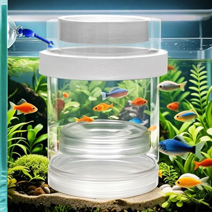 Floating & Mountable Breeding Box – Safe Fry Nursery, Fish Isolation Tank (3.38”x3.38”x5.4”) (1 Set)