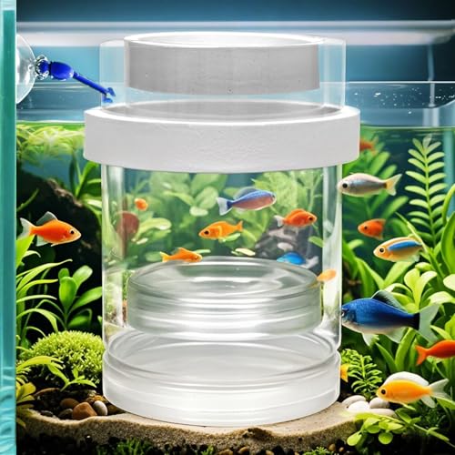 Floating & Mountable Breeding Box – Safe Fry Nursery, Fish Isolation Tank (3.38”x3.38”x5.4”) (1 Set)