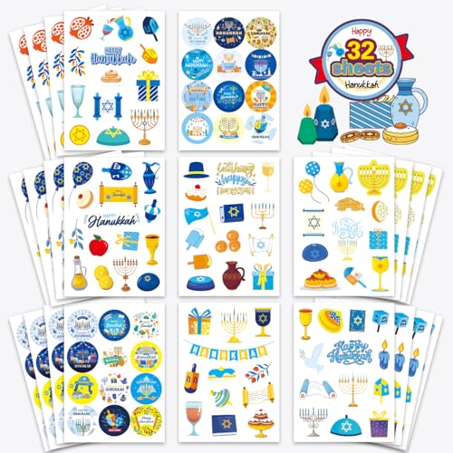 432 PCS Happy Hanukkah Stickers, Hanukkah Candle Ornaments Sticker - style: Hanukkah Stickers