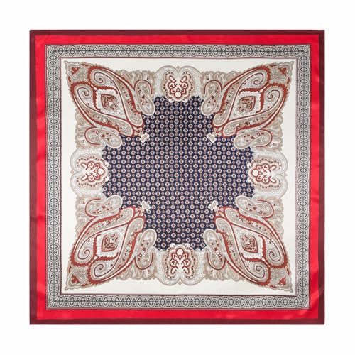 Silk-Feel 35x35 Satin Hair Scarf | Multi-Way Head Wrap for Sleep, Style & Hijab | Gift-Ready Fashion Scarf for Women - color: Red-totems