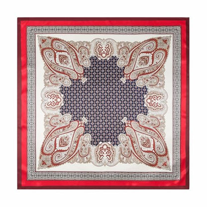 Silk-Feel 35x35 Satin Hair Scarf | Multi-Way Head Wrap for Sleep, Style & Hijab | Gift-Ready Fashion Scarf for Women - color: Red-totems