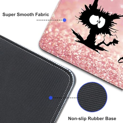 Desk Mat Pad,Large XXL Extended Mouse Pad Mat for Desktop Keyboard | 35''×15.6'' XXL Extended Gaming Mouse Pad with Non-slip Base Desk Matt Mousepad for Computer,Office,Keyboard and Laptop - color: A9-Pink Cat