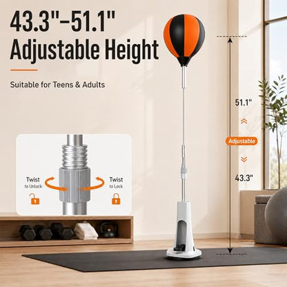 Boxing Reflex Bag with Stand, Adjustable Height Speed Reflex Punching Bag Boxing Reaction Ball for Home Gym Adults & Teens
