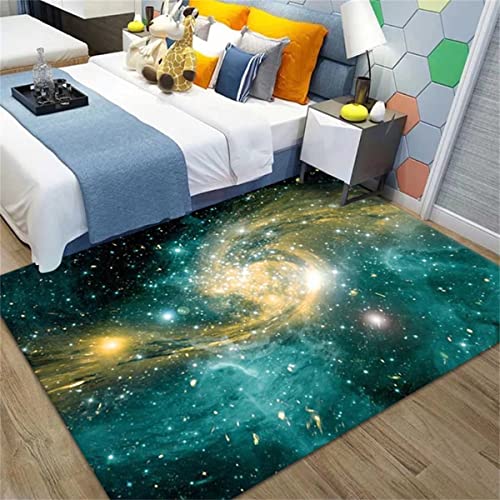 Outer Space Universe Area Rug 3' x 5' Green Galaxy Starry Sky Carpets for Girls Bedroom Living Room Soft Kitchen Floor Mats Non Skid Washable Rugs - color: Style K, size: 3' x 5' (Rectangular)