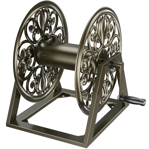 GOFORWILD Wall/Floor Mount Hose Reel, Holds 200-Feet of 5/8-Inch Hose | Decorative Hose Reel, Garden Heavy-Duty Water Hose Holder Winder Tidy Your Yard Farm