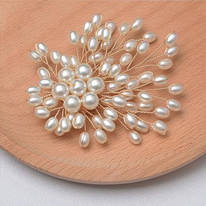Large Flower Pearl Brooches for Women Fashion White Cluster Pearls Brooch Lapel Pins Fun Formal Dress Clothes Costume Pin Chunky Floral Jewelry Gift - color: Pearl1
