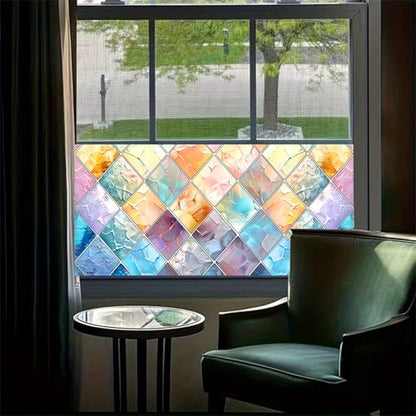 HOMETITUTE Rainbow Diamond Privacy Window Film 39.3x17.7 Inch PVC | Static Cling, Glass Decal | Privacy Film, Decorative Glass Cover | Bathroom, Kitchen, Office (Rainbow Diamond) - color: Rainbow Window Film#1
