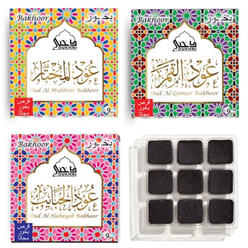 Oud Al Mukhtar, Qamar, Habayeb Bakhoor by Dukhni | 3x9 pc | Arabic Incense