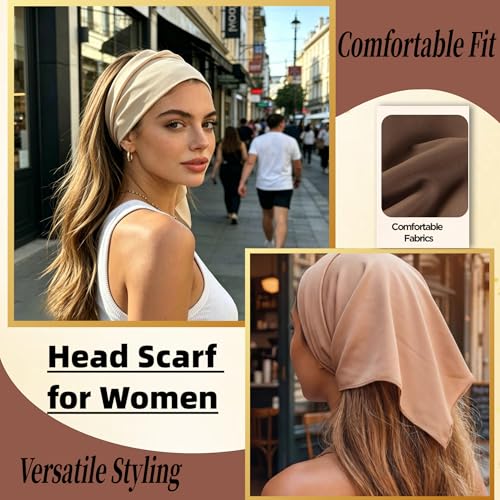 4 Pack Head Scarf for Women Non-Slip Triangular Hair Accessories, Ideal for Travel Sun Protection Daily Wear