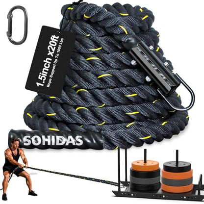 Weight Sled Rope Workout Sled Pulling Ropes Sleds Push Gym Equipment Weight Sleds Pull Rope for Training Tire Pulling Workout Ropes Fitness Resistance Football Exercise Equipment for Men Women - size: 1.5IN 20FT Sled Rope