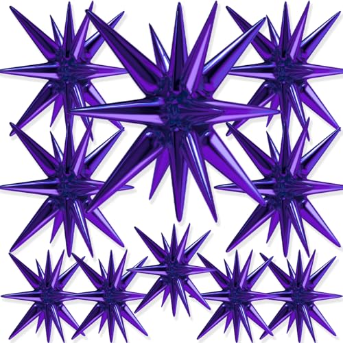 PartyWoo Purple Star Foil Balloons 10pcs Different Sizes Pack of 42 27 22 Inch Large Lavender Explosion Spike Mylar Balloons for Birthday Bachelorette Anniversary Princess Party Decorations - color: Purple, size: 10 PCS - 42&27&22 Inch