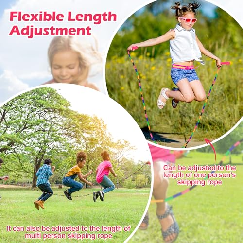 Coolrunner 16 FT Long Jump Rope(4 PACK), Double Dutch Jump Ropes Soft Beaded Skipping for Kids Adults Plastic Segmented Long Enough for 4-5 Jumpers - color: pink