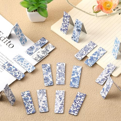 Chinoiserie Magnetic Bookmarks Gifts - 30 PCs Blue and White Book Marks Reading Women Bulk Floral Bird Tree Aesthetic Magnet Page Markers Clip Birthday Back to School World Book Day Decor - style: Chinoiserie