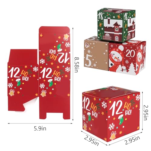 ONESING 24 Pcs DIY Christmas Advent Calendar Boxes for 2024, 24 Days Countdown Calendar Gift for Adults and Kids Christmas Cardboard Number Boxes Make & Fill Your Own Advent Calendar Boxes Lovely Xmas Party Present - color: Style-A