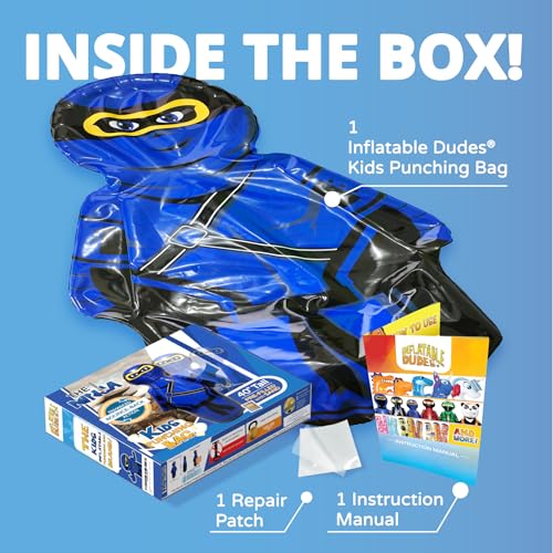 INFLATABLE DUDES Blue Ninja Toy 40” - Kids Punching Bag | Sand-Base | Bop Bag, Pre-filled with Sand, Inflatable Toy, Punching Bag for Kids, Enhanced Bounce-Back Action, Indoor/Outdoor - color: Blue Small Ninja | Pre-filled with Sand