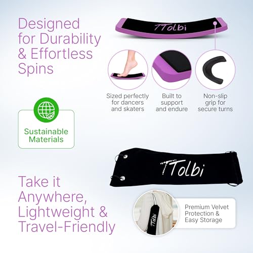 Turn Board for Dancers and Skaters, Ballet and Figure Skating Spinner | Off-ice trainer to improve spins, turns and balance for ballet, ice skating, cheer and gymnastics, all levels - color: Purple