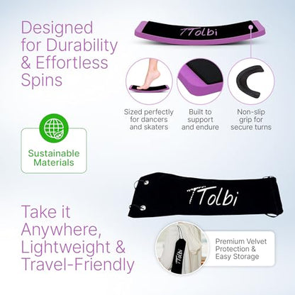 Turn Board for Dancers and Skaters, Ballet and Figure Skating Spinner | Off-ice trainer to improve spins, turns and balance for ballet, ice skating, cheer and gymnastics, all levels - color: Purple