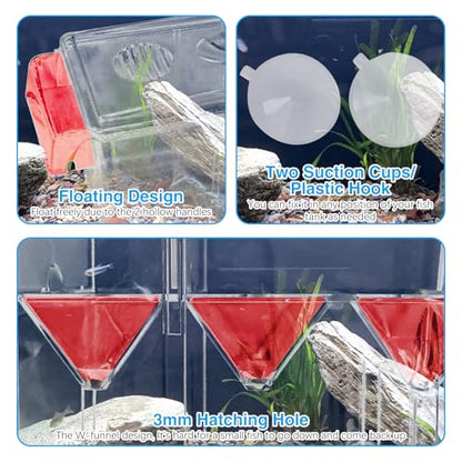 Tfwadmx Fish Breeding Box - 4 Rooms HD Aquarium Breeder with Suction Cups, Baby Hatchery Acrylic Incubator Isolation Box, Artificial Plant for Guppy Hatchery - size: 4 Rooms
