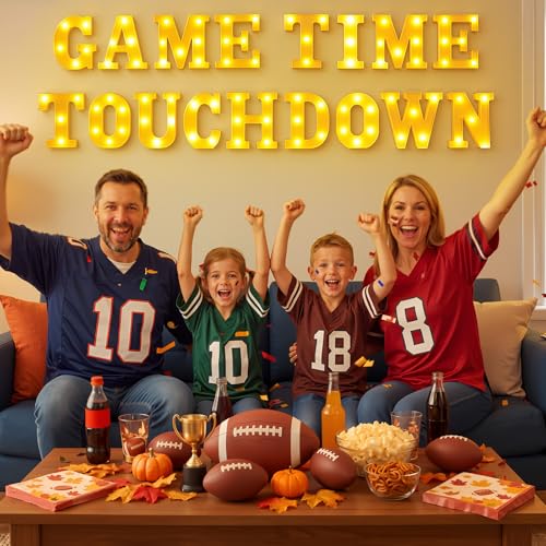 Aurelema Sukkot Large LED Letter Sign LED Lights Battery Powered Table Decoration for Party Gift Tabletop Decoration(Game Time Touch Down) - size: 8.27 inches, style: Game Time Touch Down